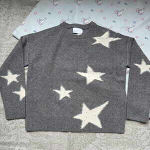 Zadig & Voltaire Markus Cashmere Star Intarsia Sweater In Gris Moyen